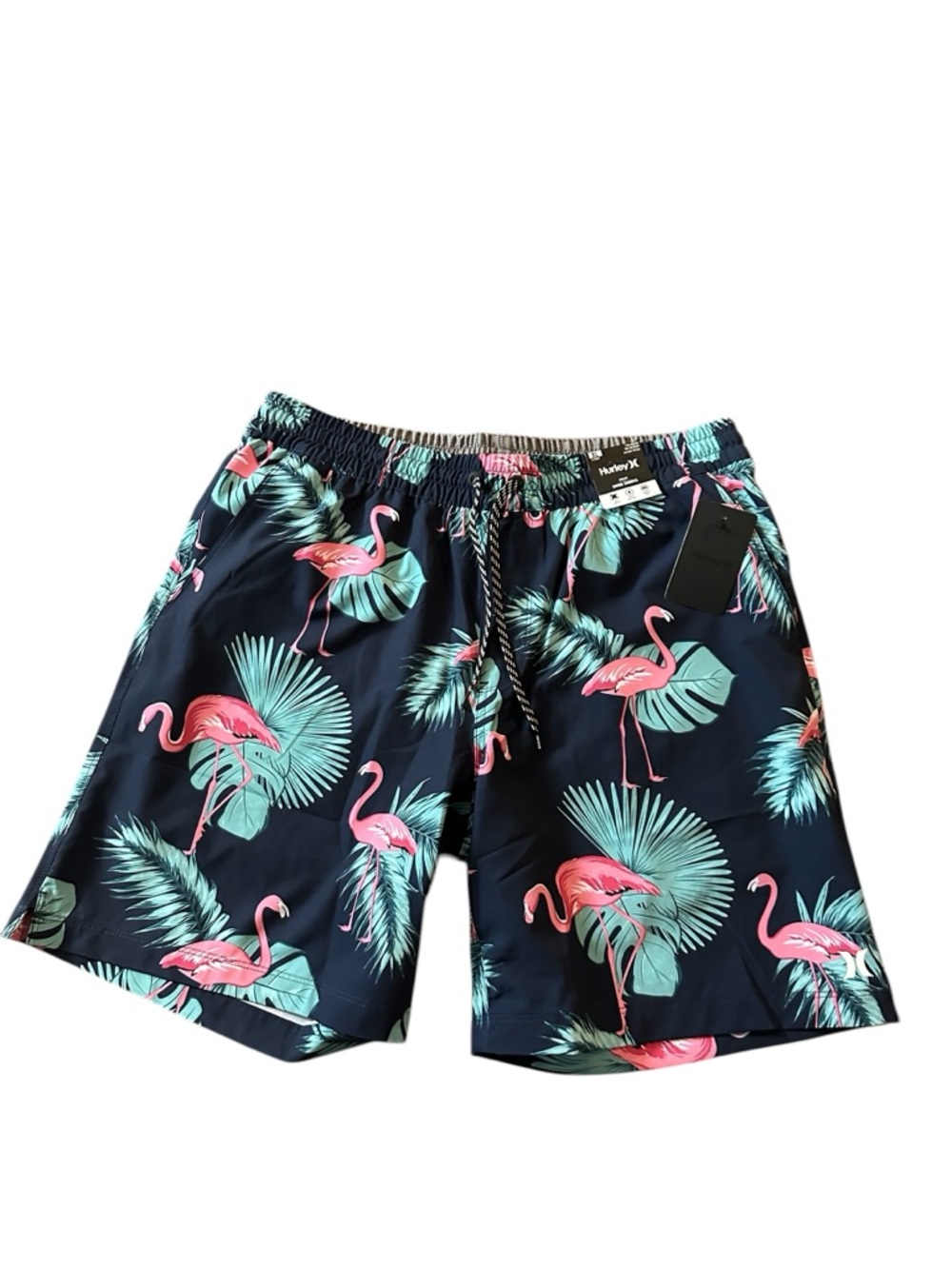 Hurley Volley Flamingo Men’s Swim Trunks Shorts XL  Lined Drawstring Stretch